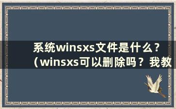 系统winsxs文件是什么？ （winsxs可以删除吗？我教你winsxs文件夹是否可以删除 ）